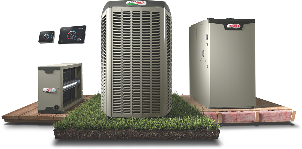 HVAC system with visible air ducts, vents, and central unit